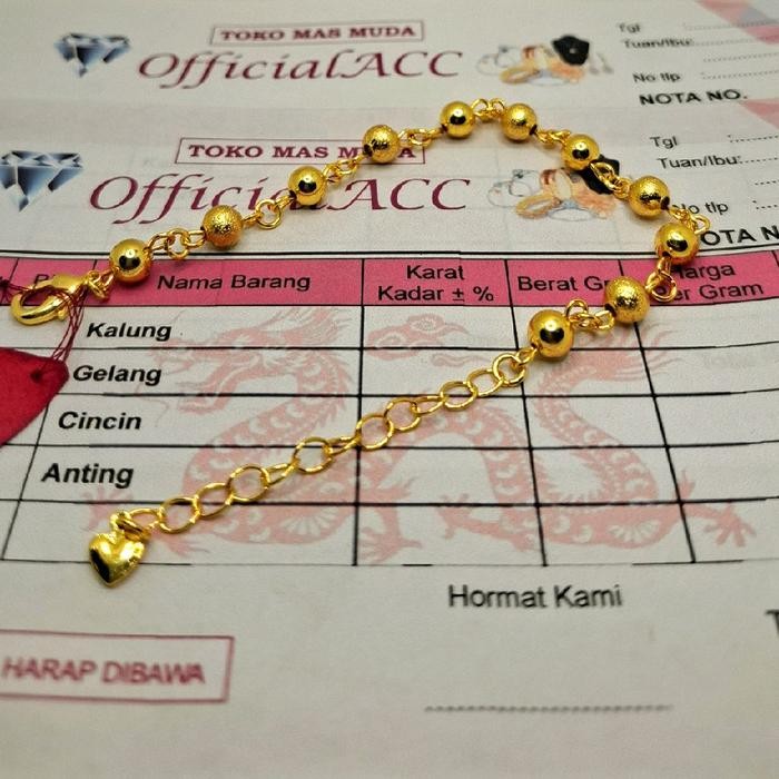 Bisa COD Gelang Tangan Emas 5gram Motif Bola Free Surat Dari Toko