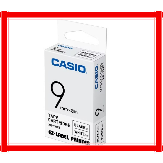 

Casio XR-9 mm WHITE Label Tape – Cartridge Label Asli Casio Lebar 9 mm, Panjang 8 m, Hitam di Putih