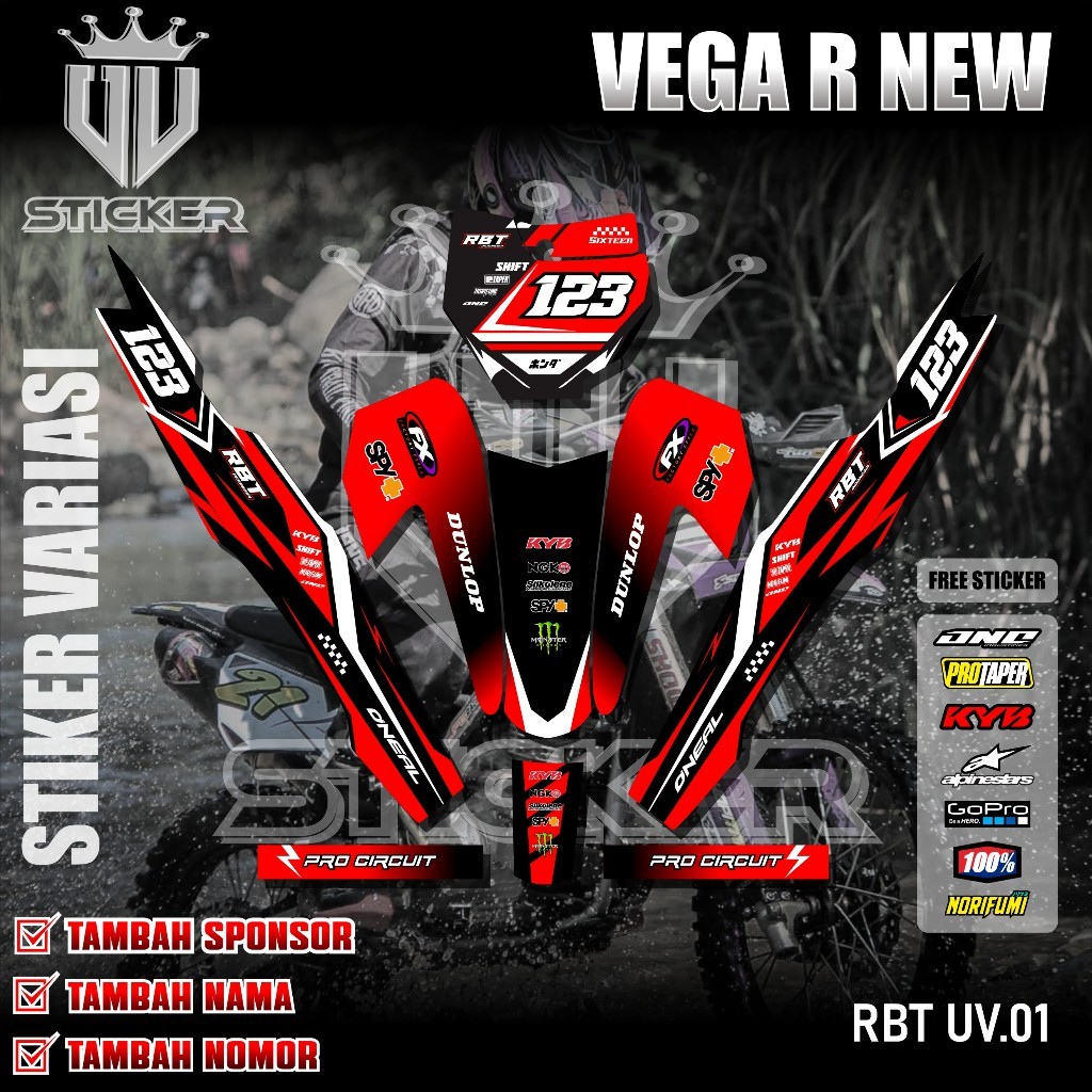 (COD) TERBARU Sticker Striping RBT Vega R New Semifull Stiker Custom Trail Motor YZ CRF KLX KX KTM R