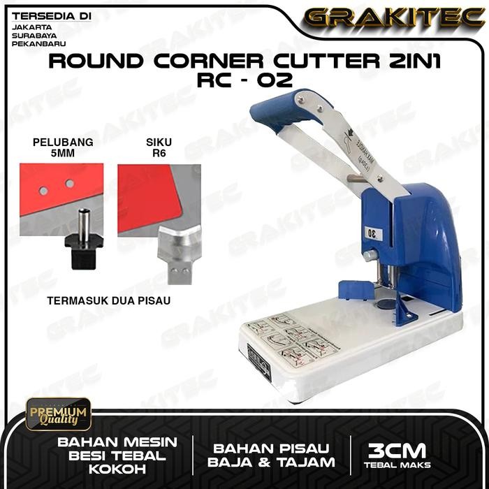

Grakitec Mesin Pingul 2 in 1 Alat Potong Sudut Siku Kertas & Pelubang Plong - RC-02 2 IN 1