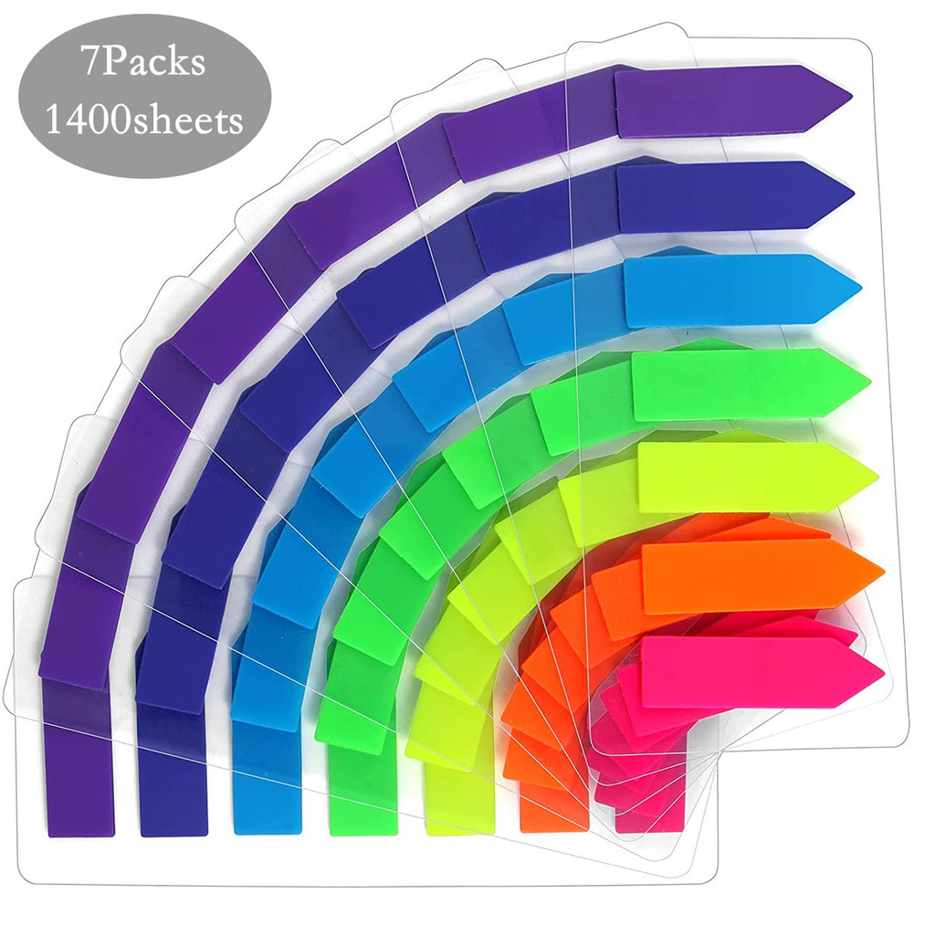 

7 Packs 1400 Sheets Transparent Sticky Notes Self-Adhesive Annotation Books Bookmarks Memo Pad Index Tabs Stationery