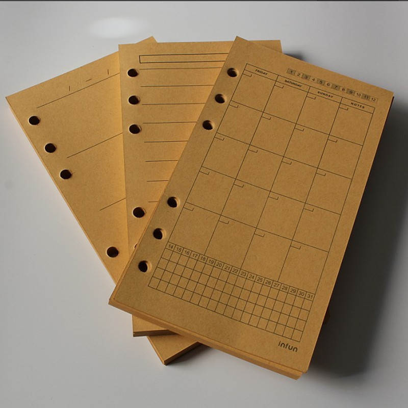 

40Sheet A5 A6 Loose-leaf Refill Inner Page Kcraft Weekly Monthy Line Blank Inner Page Inside Paper Stationery