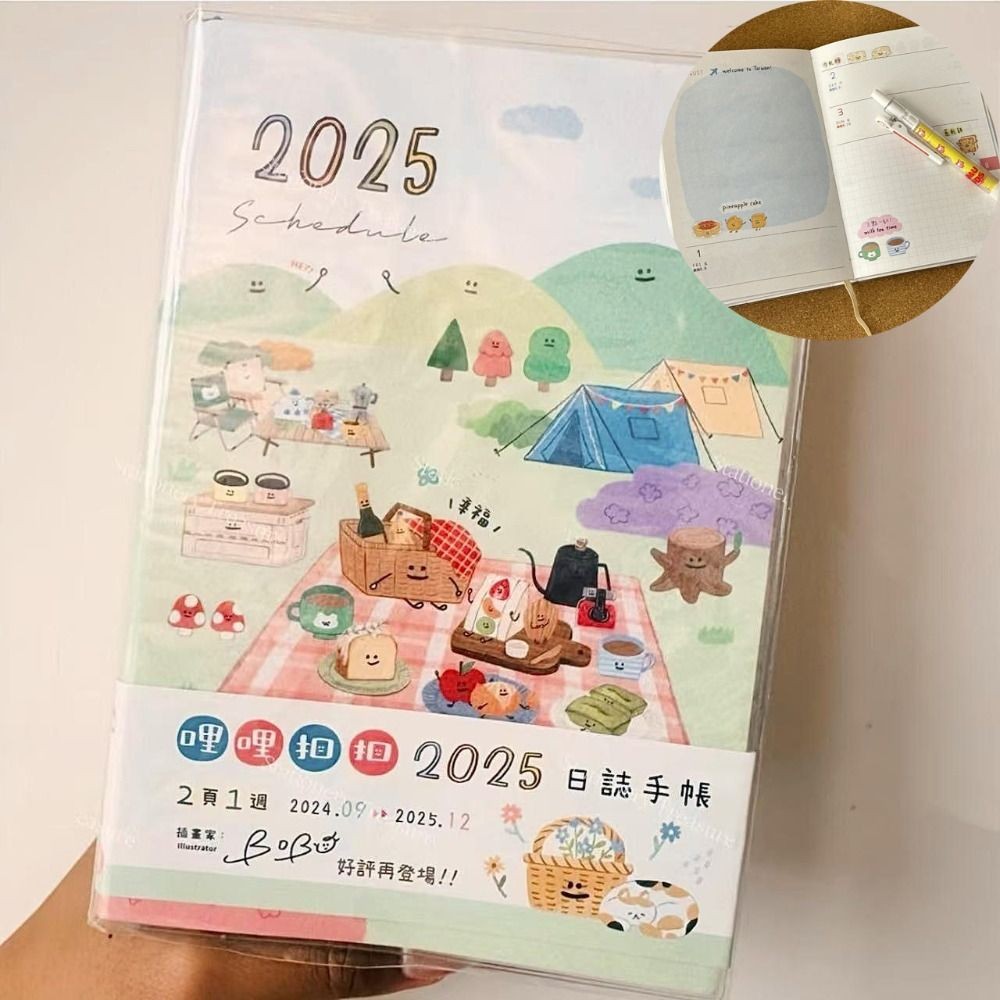

Cute Cartoon 2025 Planner Notebook Color Inner Pages Daily Calendar Schedule Book Portable Diary Planner Notebook Student