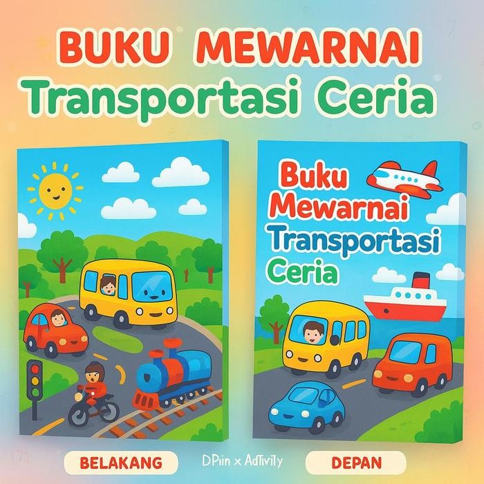 

DpinxAaTivityBuku Gambar Mewarnai [ TRANSPORTASI CERIA ] Anak Karakter Lucu – Edukasi & Hiburan Kreatif | Buku Aktivitas Belajar Menggambar untuk PAUD TK SD - A4