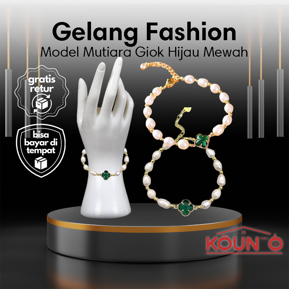 Aksesoris Fashion Gelang Wanita Style Korea Giok Clover Gelang Giok Hijau Gelang Tangan Wanita Giok 