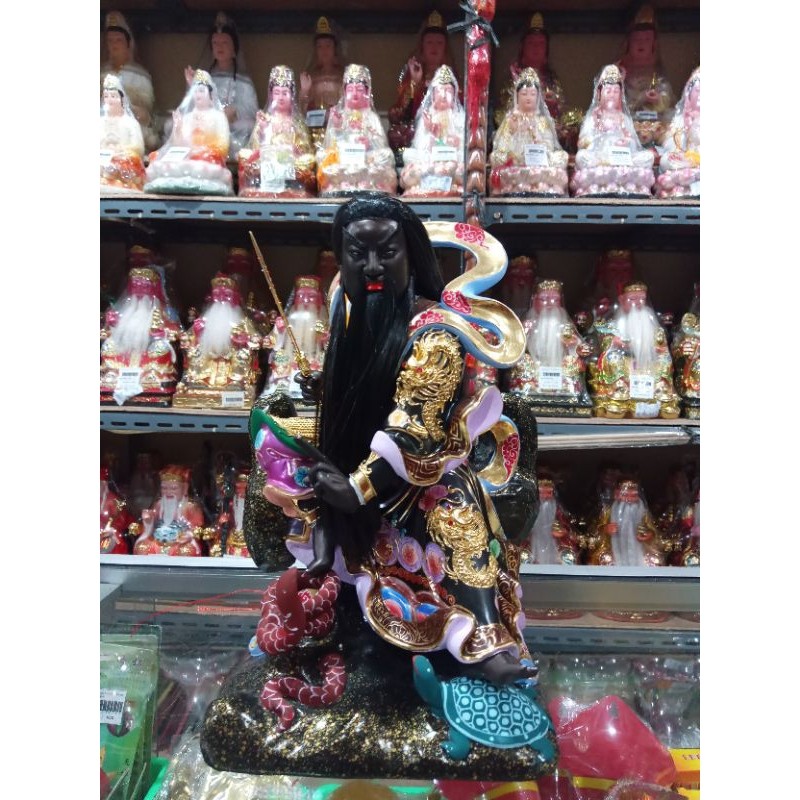 patung dewa hian tian shang ti/ siong te kong - kayu taiwan - mt - 12inch - hitam