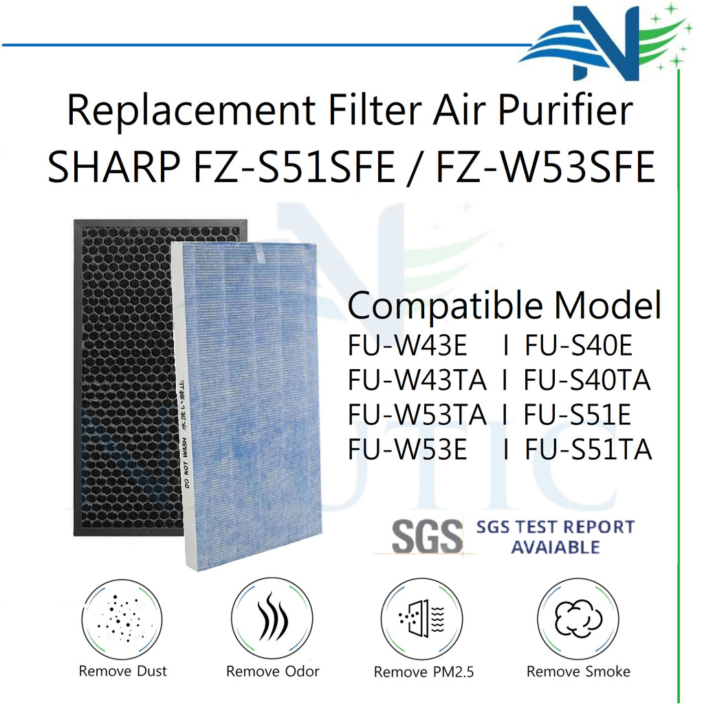 NAUTIC HEPA Replacement Filter Air Purifier For Sharp FZ-S51SFE FU-S51E FU-S51TA FU-W53E FU-W53TA FU