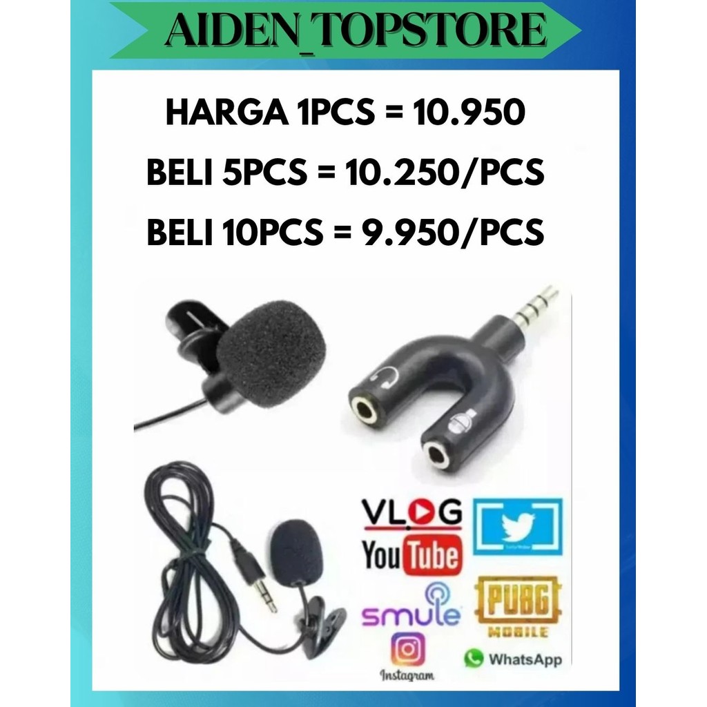 ATS [PAKET 2IN1] AUDIO SPLITTER U + MIC CLIP ON SEPAKET UNTUK YOUTUBER VLOGGER