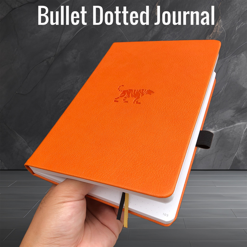 

BUKE Tiger Bullet Dotted Journal, 160gsm Thick Paper Dot Grid Notebook 160 Pages Numbered, 5*5mm DOT-GRID Layouts