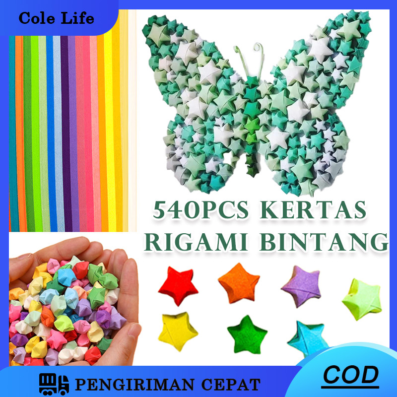 

Isi 540 Kertas Origami Bintang/ Gradient Color Kertas Berwarna Warna Origami Star Paper Motif Bintang