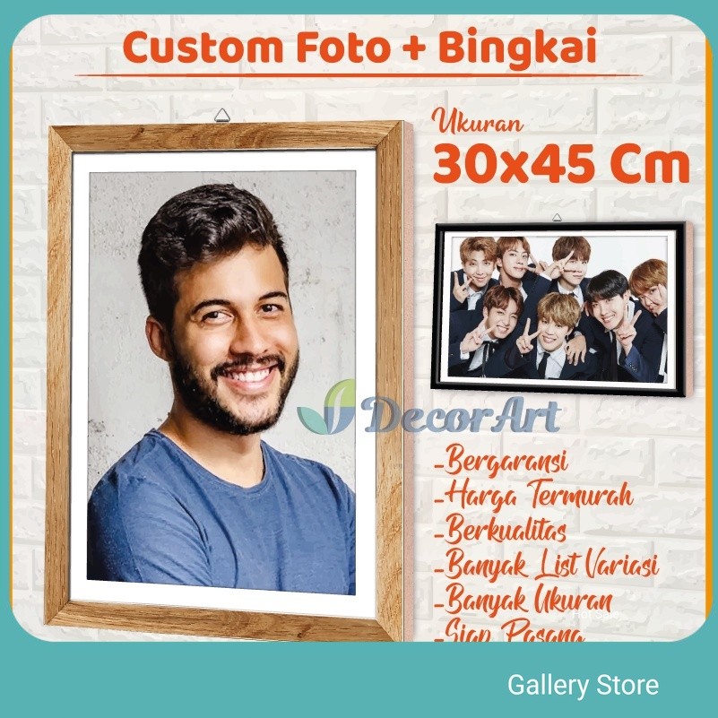 [CUSTOM] 30X45 Cm - PREMIUM Custom Foto Plus Bingkai Siap Pasang Media Papan MDF HMR