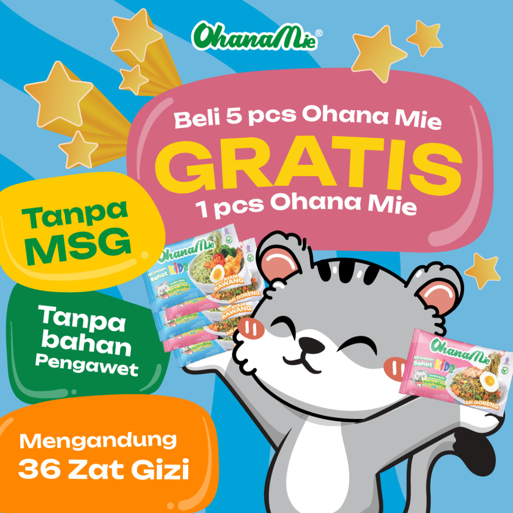 

Mie Anak Instan Spirulina Non MSG Tanpa Pengawet Mix Varian Beli 5 Gratis 1 Mie