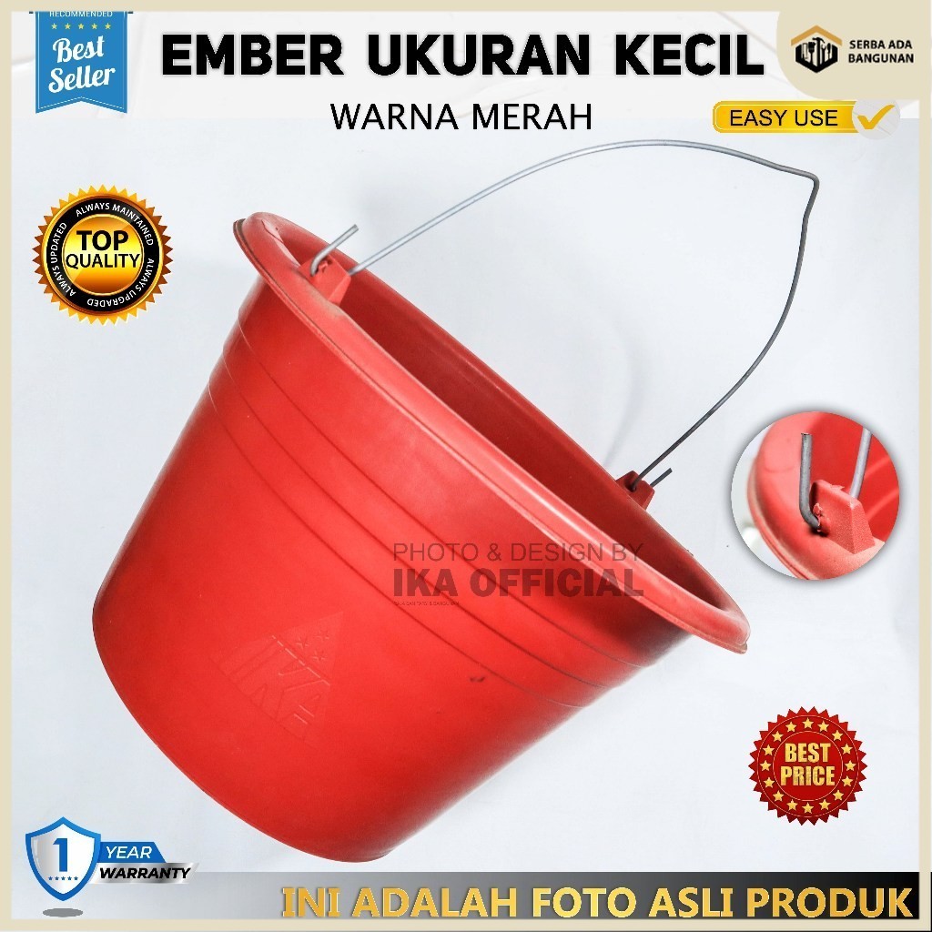 SAB Ember Plastik WARNA KECIL MERAH Ember Cor Anti Pecah | Ember Bangunan BESAR- HARGA PABRIK DIJAMI