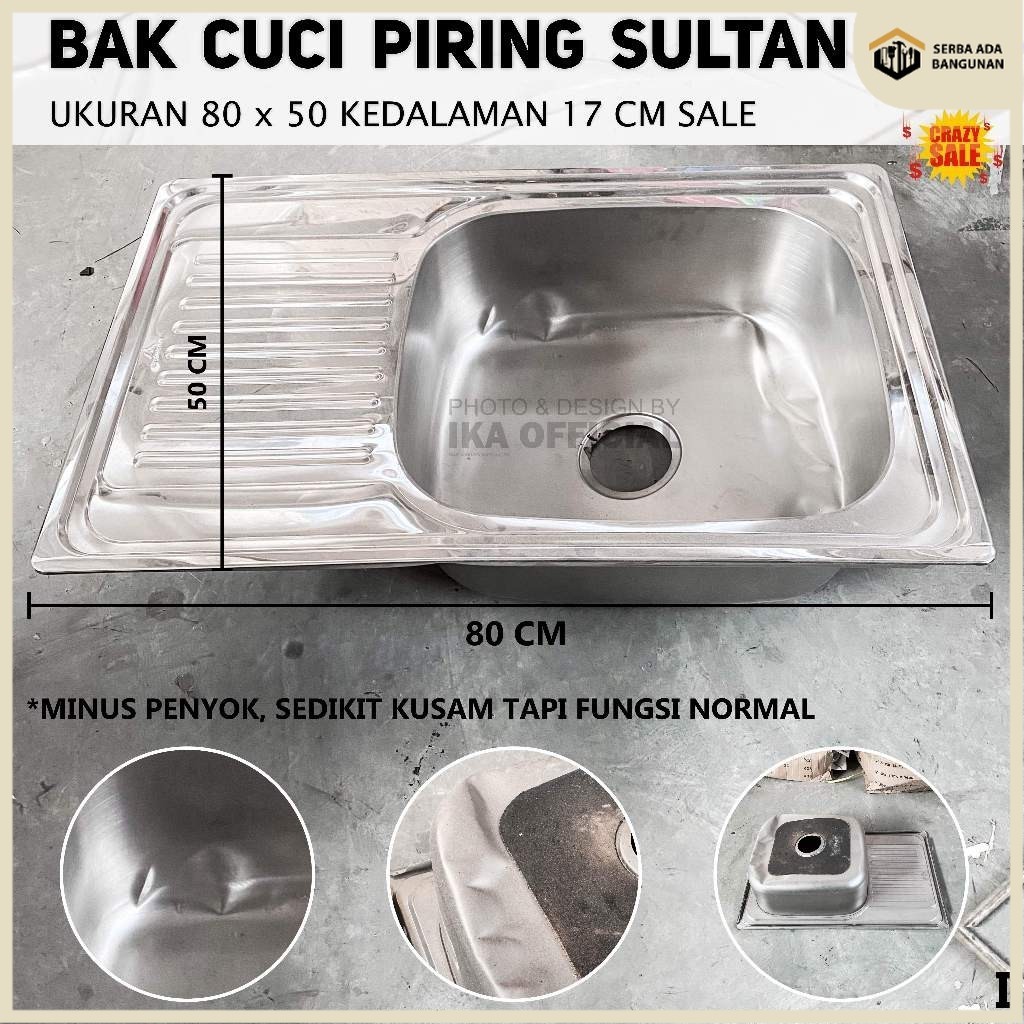 SAB SALE Bak/Wastafel Cuci Piring Stainless / Wastafel Cuci Piring Stainless Sayap Paket Bak Cuci Pi