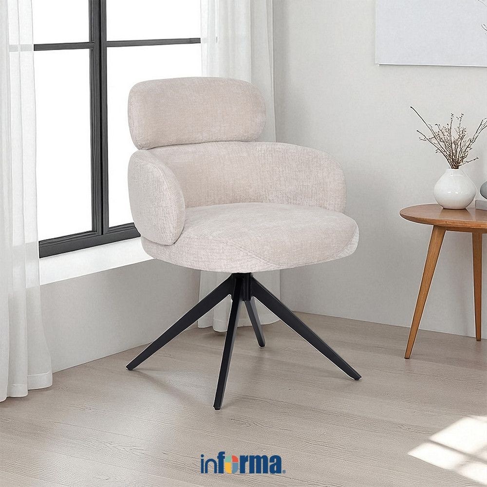 Informa Winton Kursi Putar - Krem Arm Chair Kursi Ruang Tamu Serbaguna Bangku Rias Kursi Salon Bangk