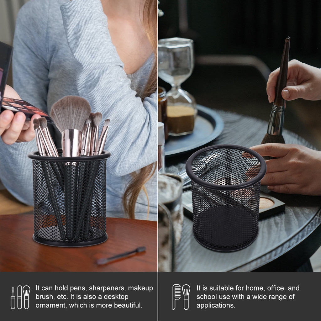 

3 Pcs Metal Mesh Pen Holder Makeup Brushes Cup for Desk Desktop Organizer Office Eva Pencil Cups