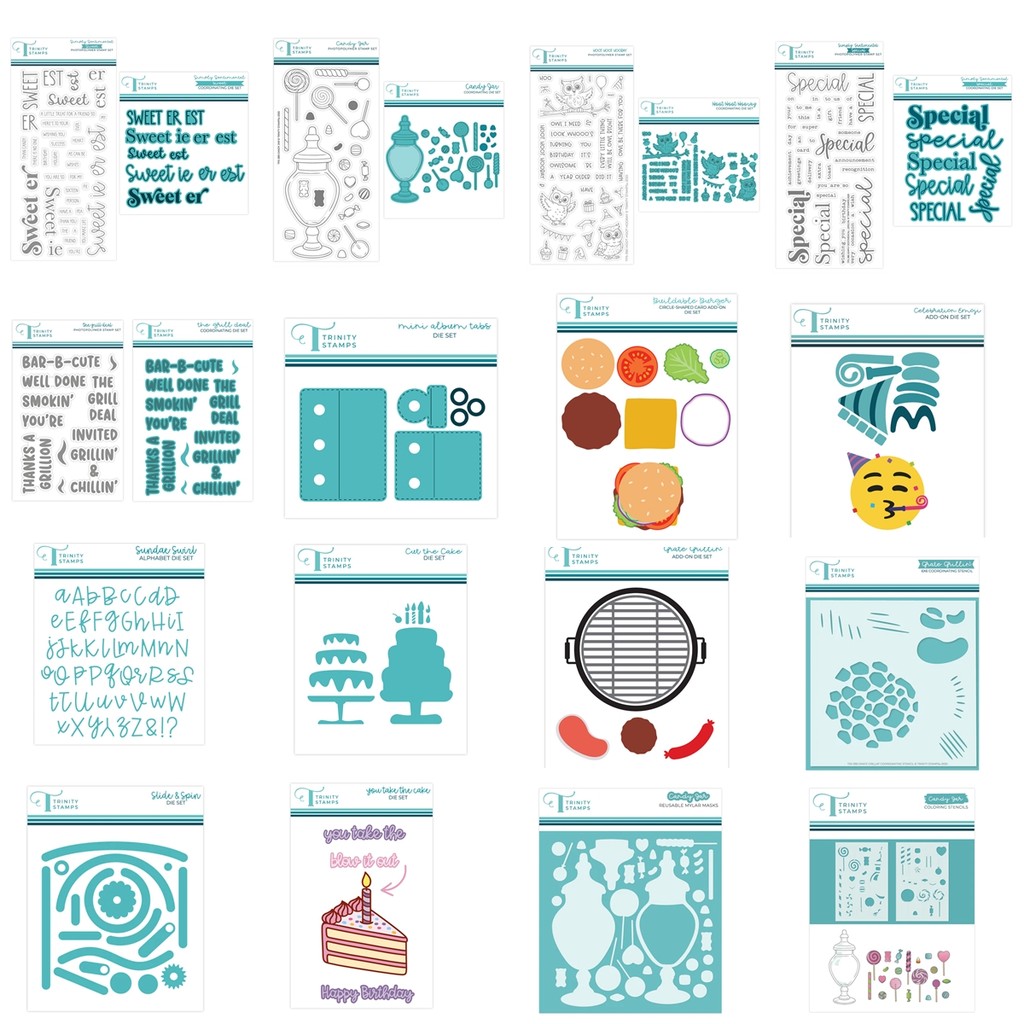 

New 2025 Celebration Candy Jar Burger Cake Cutting Dies Clear Stamps Stencils Scrapbooking Supplies for Card Frames Craft