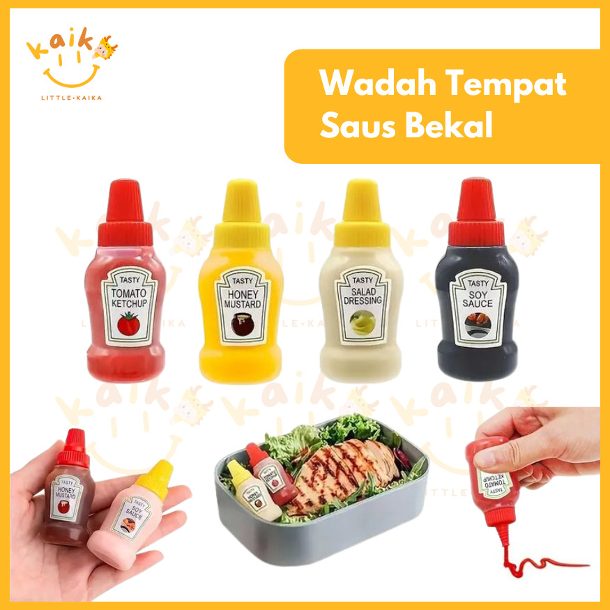 LITTLE KAIKA | PB20 Botol Saus Bento / Botol Saos Tomat Sambal Anak / Wadah Tempat Saus Bekal / Garp