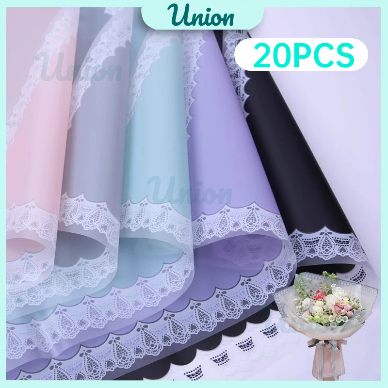 

20 Lembar Kertas Pola Renda Border Cellophane Flower Wrapping Paper