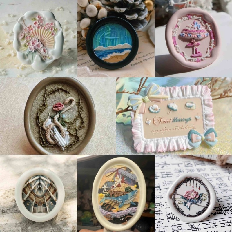 

Fire lacquer stamp retro antique style relief copper head student cute hand account invitation letter envelope sealing stamp toy