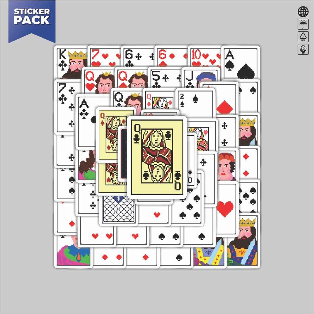 

Terbaru! 50 pcs Stiker Kartu Poker V3 Dekorasi Lucu Kreatif untuk Notebook, Skateboard, HP