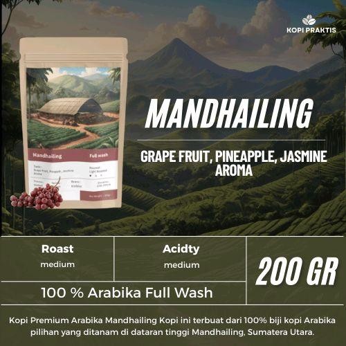

ROASTED BEANS ARABIKA FULL WASH MANDHAILING 200 GR | BIJI KOPI SANGRAI | Coffee - GILING HALUS
