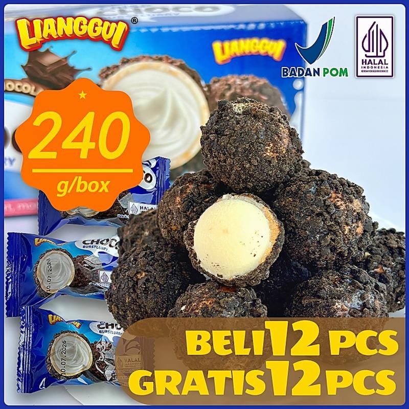 

24pcs Lianggui Wafer Ball Coklat Crispy Lumer Cemilan Viral Snack Kantor..