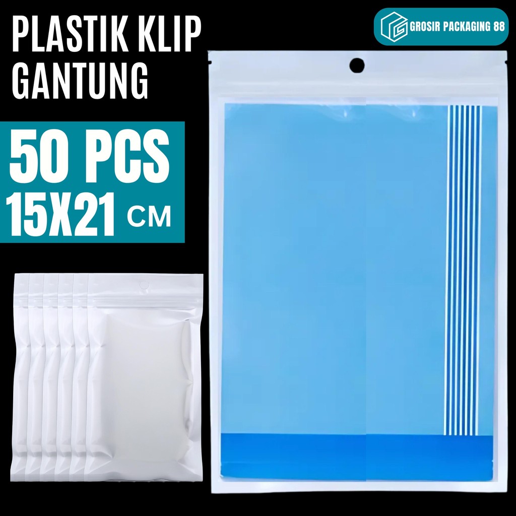 50 PCS Plastik Klip Ziplock Gantung Aksesoris Putih Transparan Kemasan Masker Charger Case Souvenir