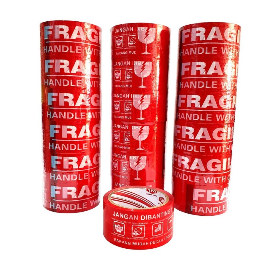 

LAKBAN FRAGILE MERAH LUCKY TAPE BUKAN DAIMARU 2" SOLASI MURAH Atk