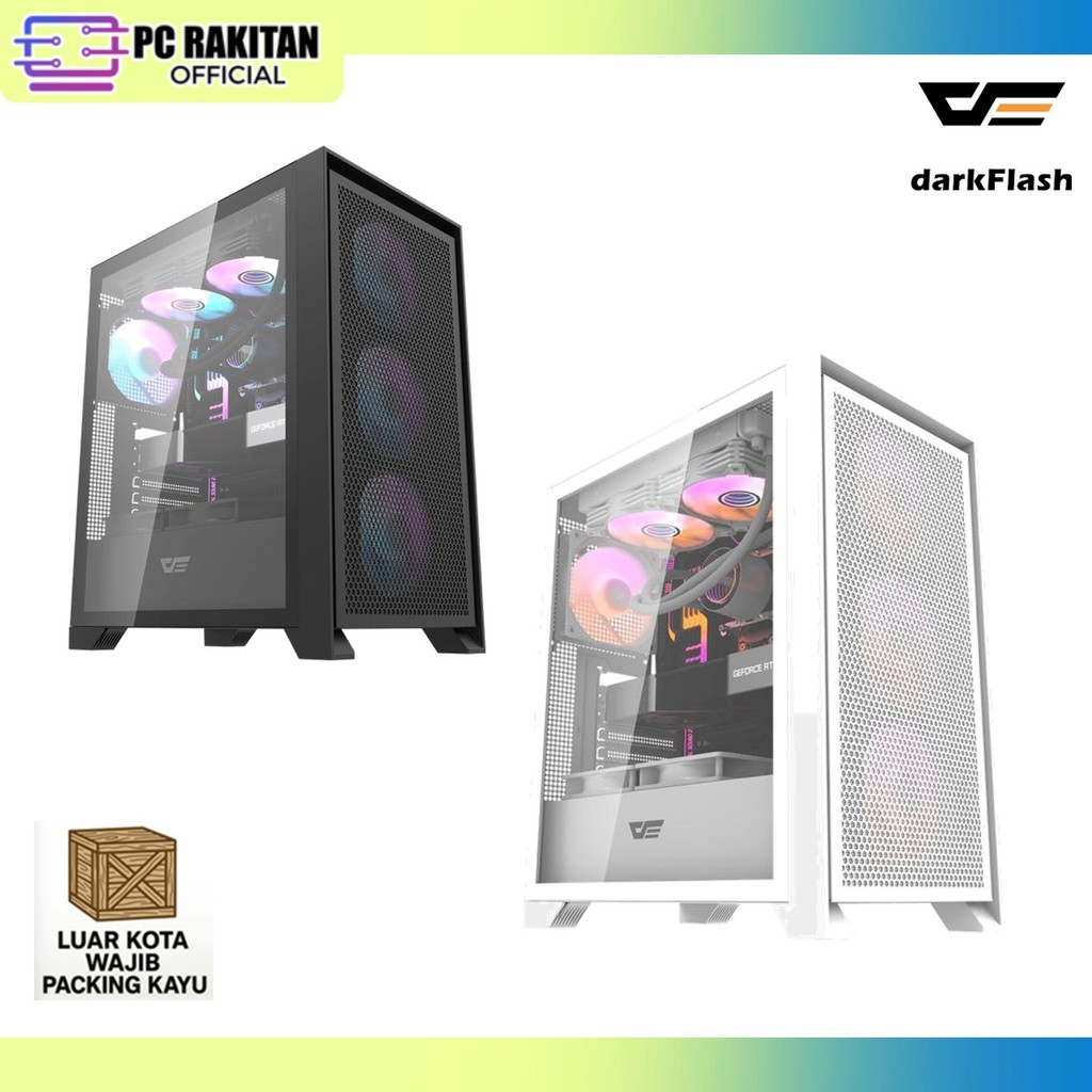 darkFlash DRX70 Mesh ATX PC Casing [Termasuk 4 Fan A-RGB] / Casing PC dengan 4 Fan Addressable RGB -