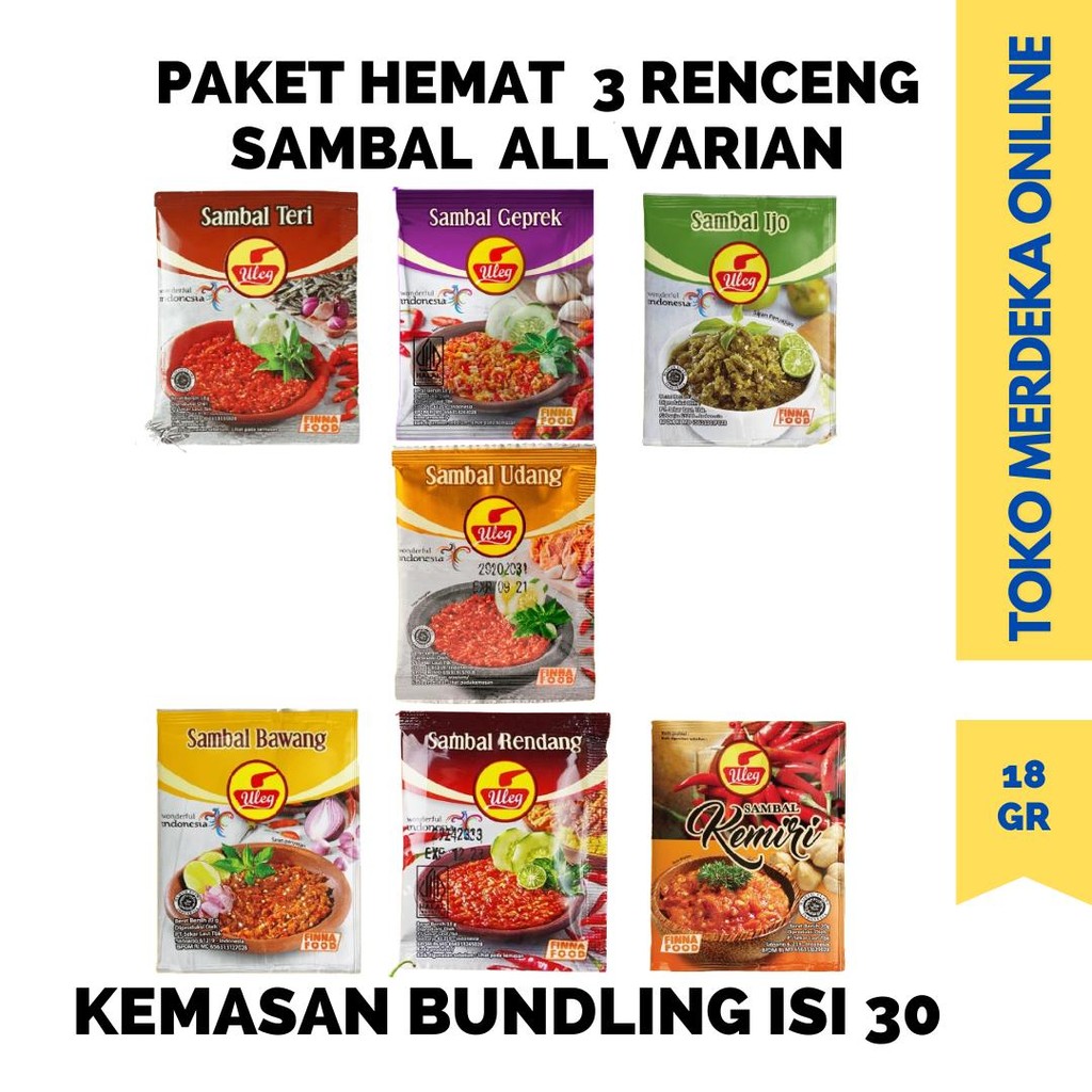 

(30 PCS) FINNA SAMBAL ULEG ALL VARIAN 3 PACK 18 GR