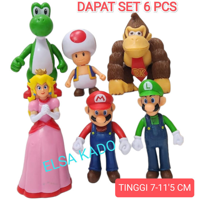 Miniatur boneka figure Super Mario Luigi hiasan kue topper cake - 6A