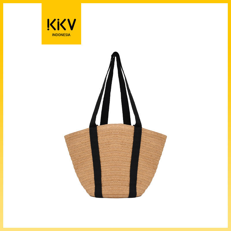 tali bahu hitam tas jerami/tas anyaman/tas pantai/tas jerami wanita modis/Korean Style/Slingbag/shou