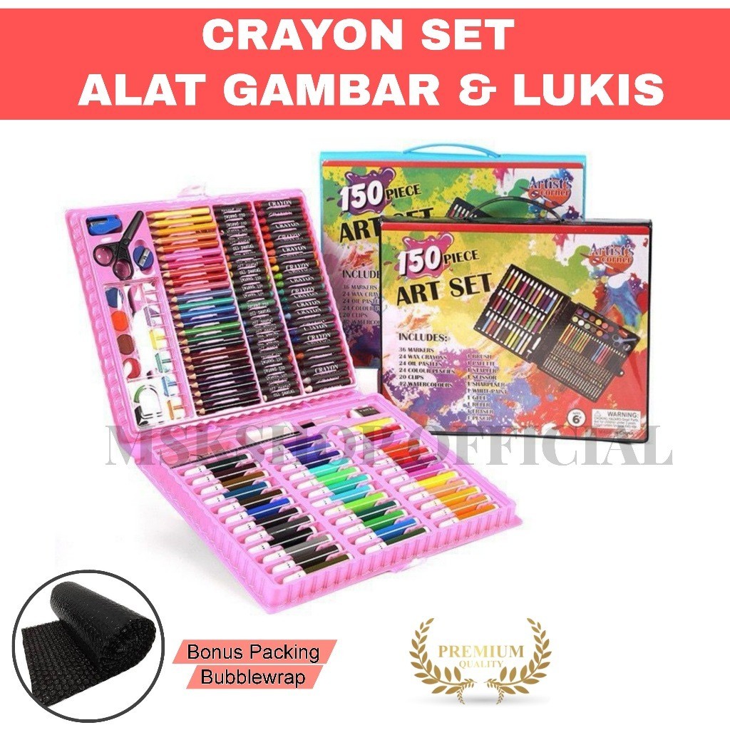 

CRAYON SET PERALATAN GAMBAR LUKIS PENSIL WARNA/ ART SET ISI 150 PCS Bahan berkualitas aman di gunakan bisa COD