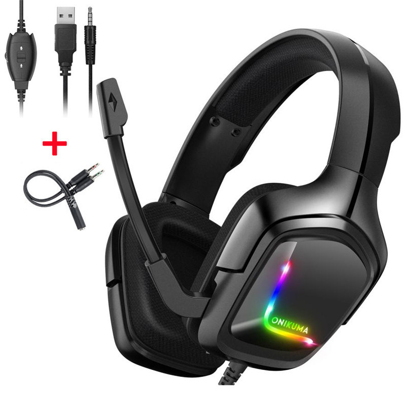 

ONIKUMA Gaming Headset Surround Sound & HD Microphone Earphones RGB 3.5mm Wired Headphones For Gamer XBox PS4 Computer Laptop