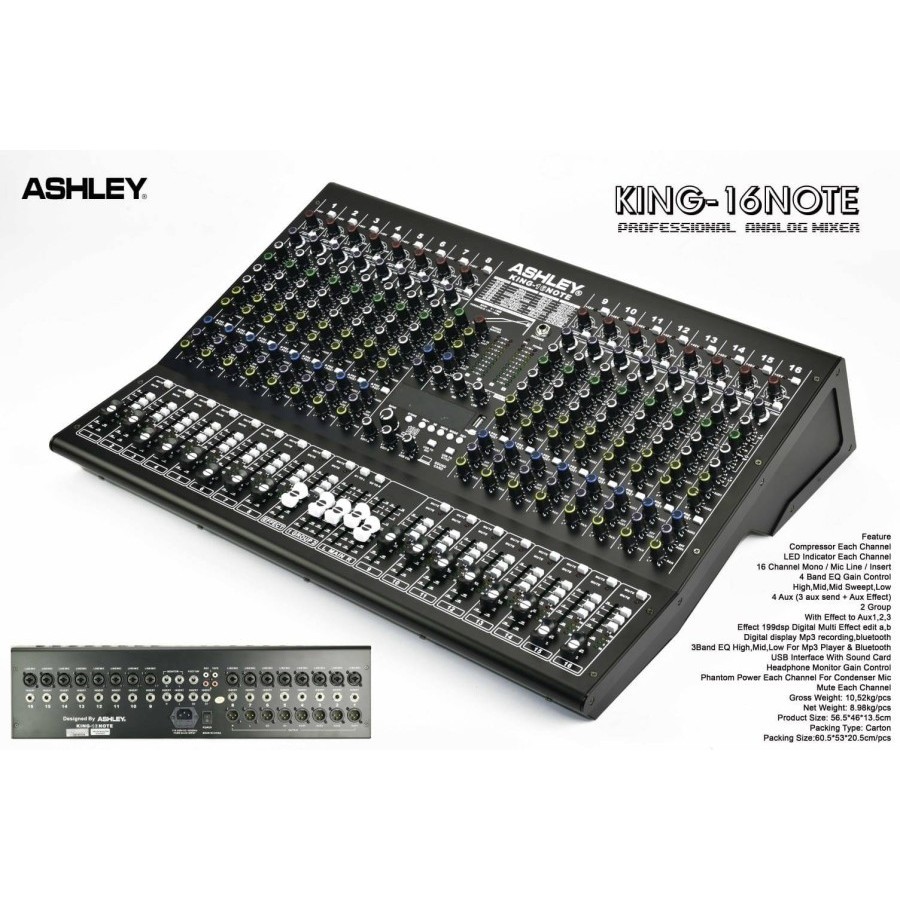 MIXER AUDIO ASHLEY KING NOTE 16 mixer ashley king 16 note KING 16 CHANNEL