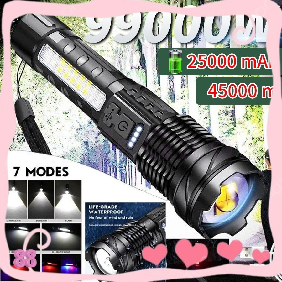 Senter Swat Police Terbaik / Zoom 7 Mode Cahaya Senter/Senter Led Rechargeable /Senter Led A76 Jarak