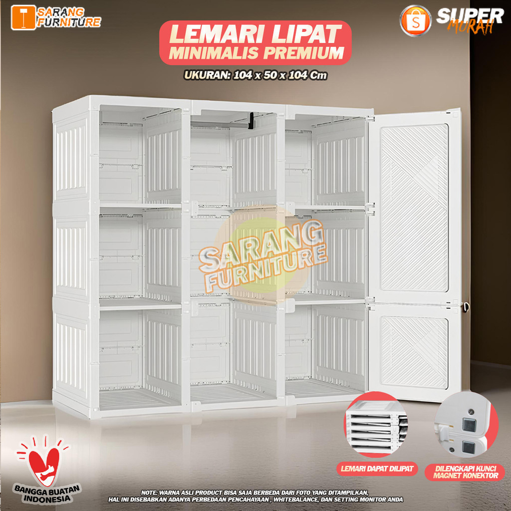 Lemari Lipat Jumbo Rovega CPB 9 Box 6 Pintu 1 Gantung Lemari Pakaian Lemari Portable dan Gantungan