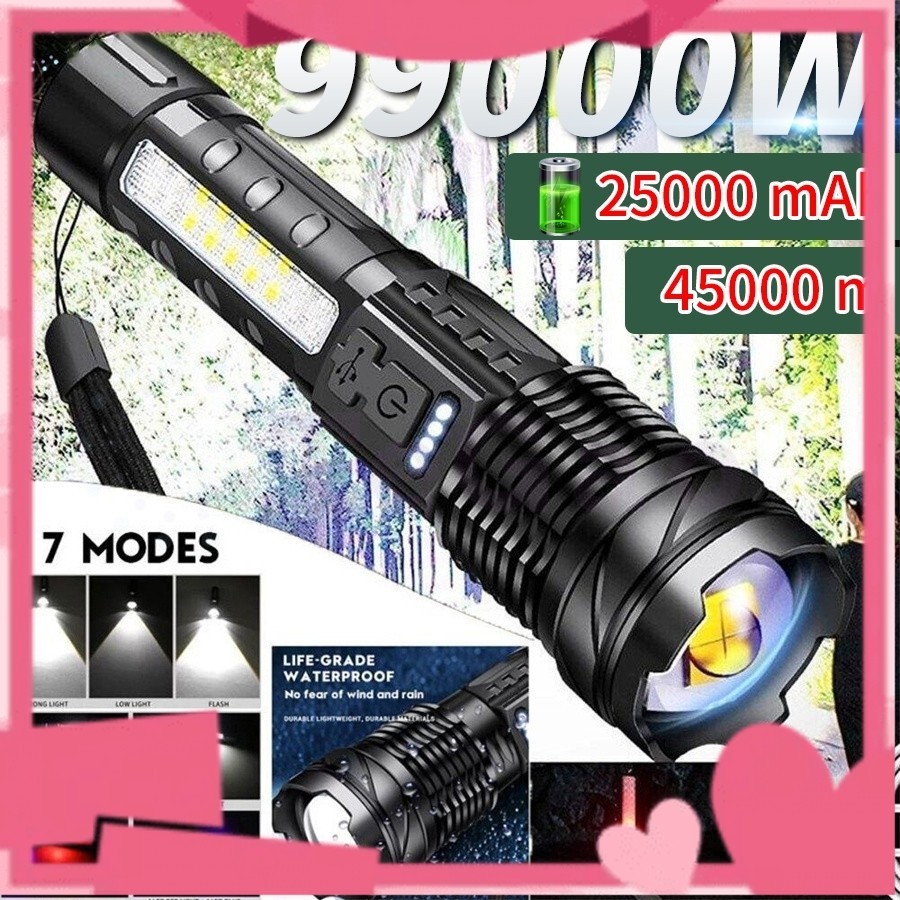 Senter Swat Police Terbaik / Zoom 7 Mode Cahaya Senter/Senter Led Rechargeable /Senter Led A76 Jarak