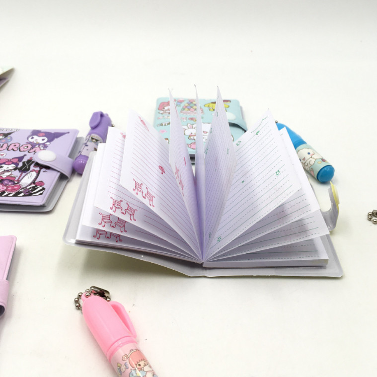 

ACEH.BA 130888 Buku Diary Kancing Sanrio / Cute Mini Note Book 2 in 1 / Set Memo Diary Motif Sanrio / Mini Klip Note Book and Pen