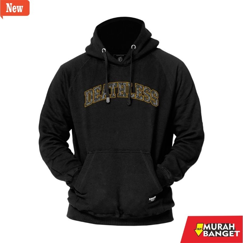 hoodie pria recomended shopee DEATHLESS HOODIE | OMARIO | HITAM | BASIC SERIES