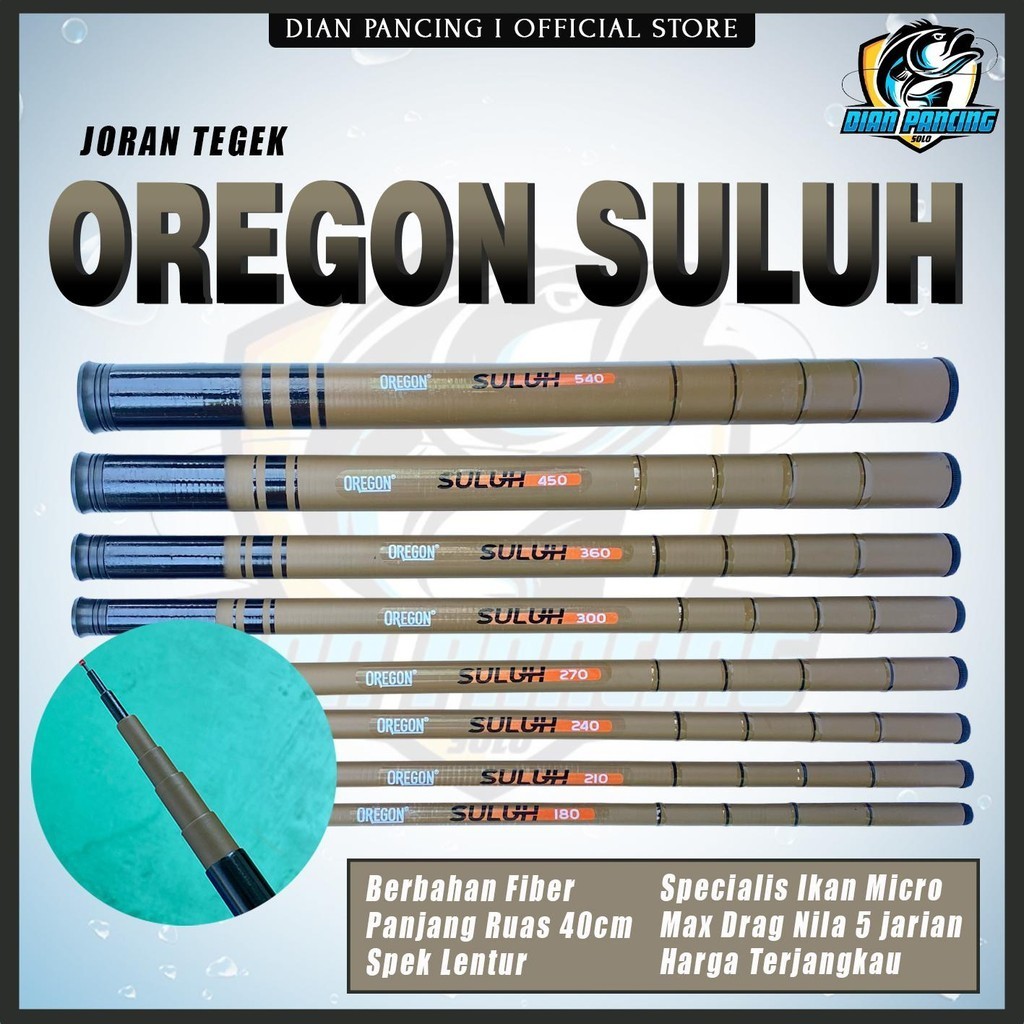 Tegek Oregon SULUH Ros Pendek Spek Lentur joran pancing berbahan fiber