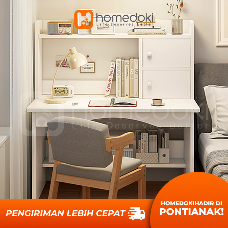 Meja Belajar Putih Minimalis / Meja Belajar Aesthetic / Meja Kantor