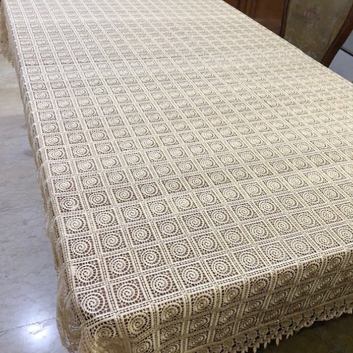 Taplak meja makan bahan kain full renda premium
