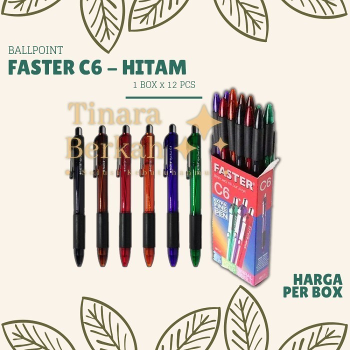 

promo ✨ -Pulpen Faster C6 Ballpoint Pen / Pena Pen 0.7mm / 1 Box isi 12 Pcs