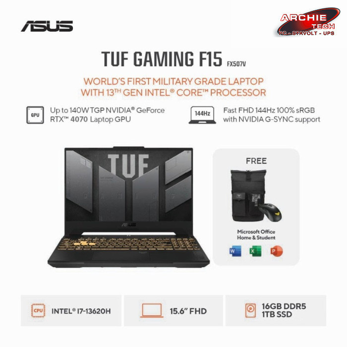 ASUS TUF Gaming F15 FX507VI I747K9M O Core i7 13620H 16GB 1TB 4070 W11 OHS