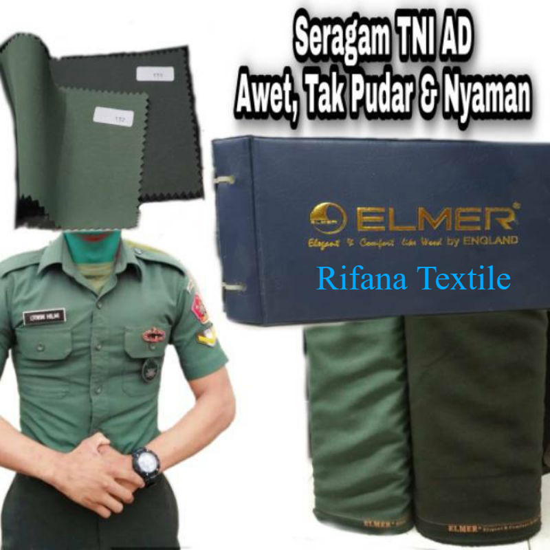 KAIN BAHAN SERAGAM BAJU CELANA PDH TNI AD(ELMER)100%ORIIGINAL
