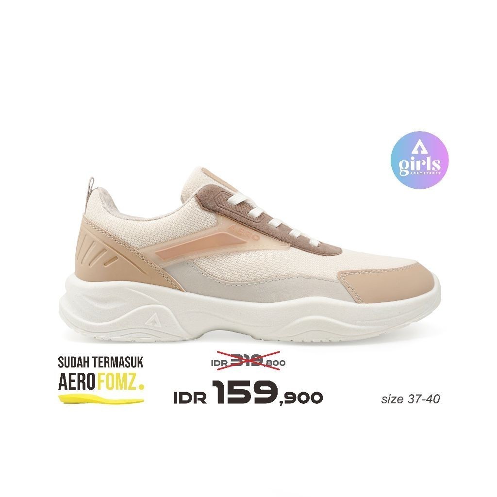 PROMO Aerostreet 37-40 Fresh Lemon Natural Mocca Krem - Sepatu Sneakers Casual Sport Pria Wanita