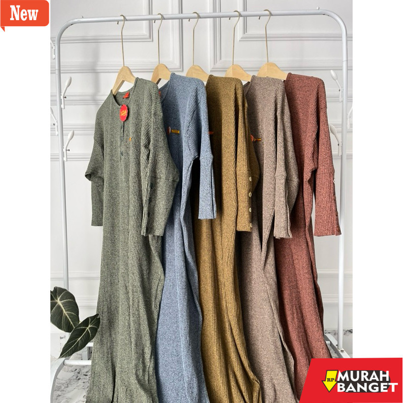gamis kekinian tahun 2024 Gamis Inara Kekinian Terbaru Bahan Kaos knit Full Katun
