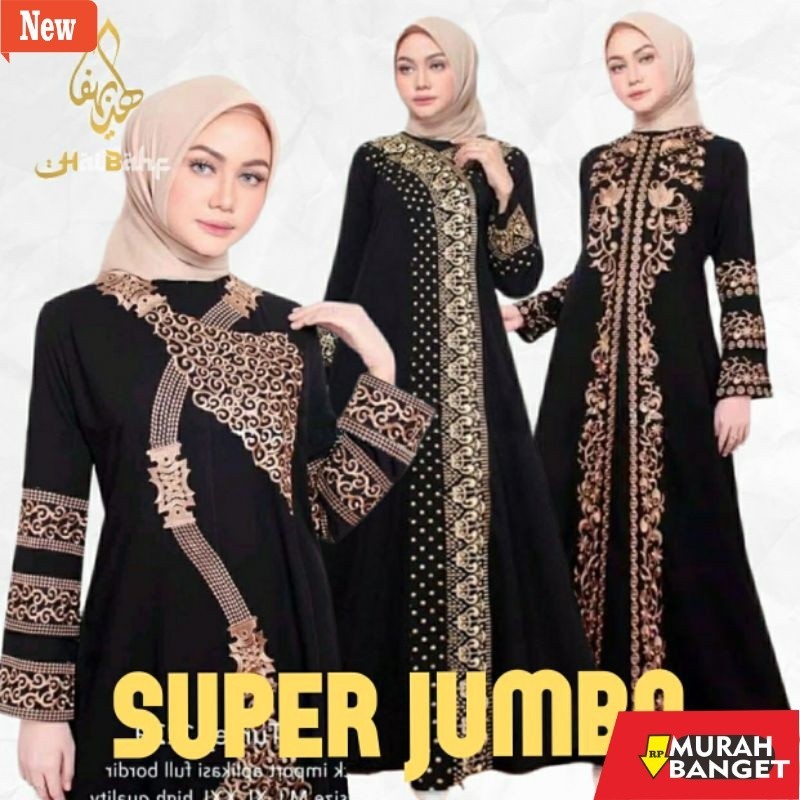 abaya shopee haul 2024 Abaya Jumbo Ld 130 Bordir Arab Turkey Bahan Jetblack Hitam Pekat Tidak Melar